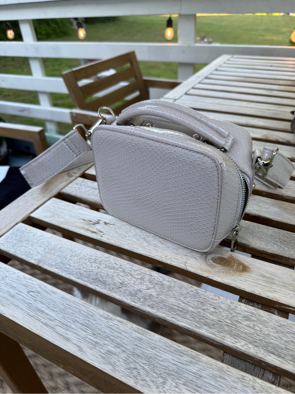 Textured light lavender Crossbody Bag with Top Handle